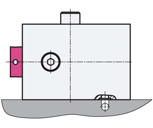 Flanschanschluss K - Breitseite mit 2 Befestigungsbohrungen