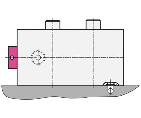 Flanschanschluss L - Breitseite mit 4 Befestigungsbohrungen