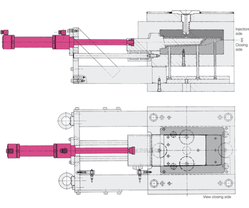 injection mould with hydro cylinder B1.282 injection mould with hydro cylinder B1.282