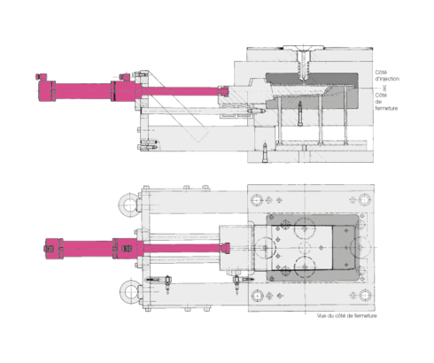 Moule pour injection avec vérin hydraulique Moule pour injection avec vérin hydraulique