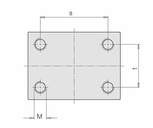Gewinde anstelle der Längsbohrungen Gewinde anstelle der Längsbohrungen